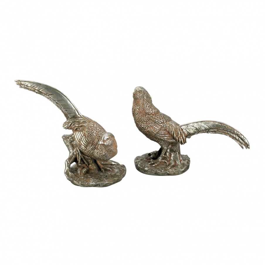 Statuette Pair of Proud Pheasants Sterling