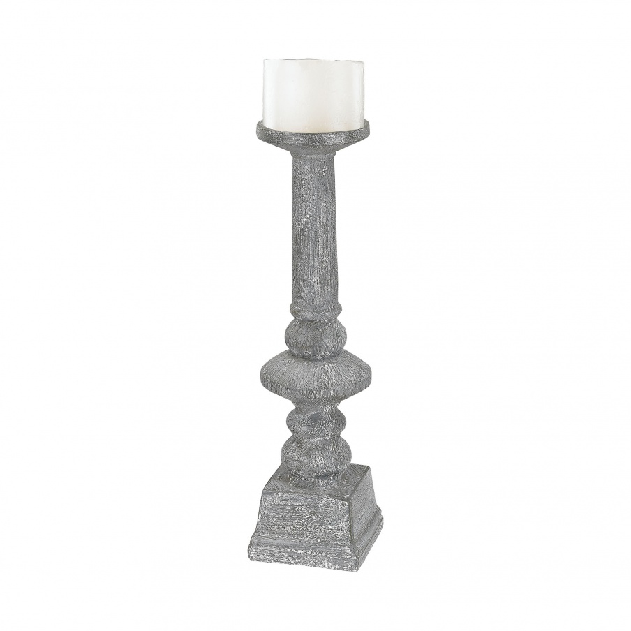Kerzenhalter Floor Standing Grey Washed Candle Holder - Large Sterling