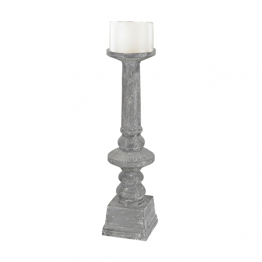 Kerzenhalter Floor Standing Grey Washed Candle Holder - Medium Sterling