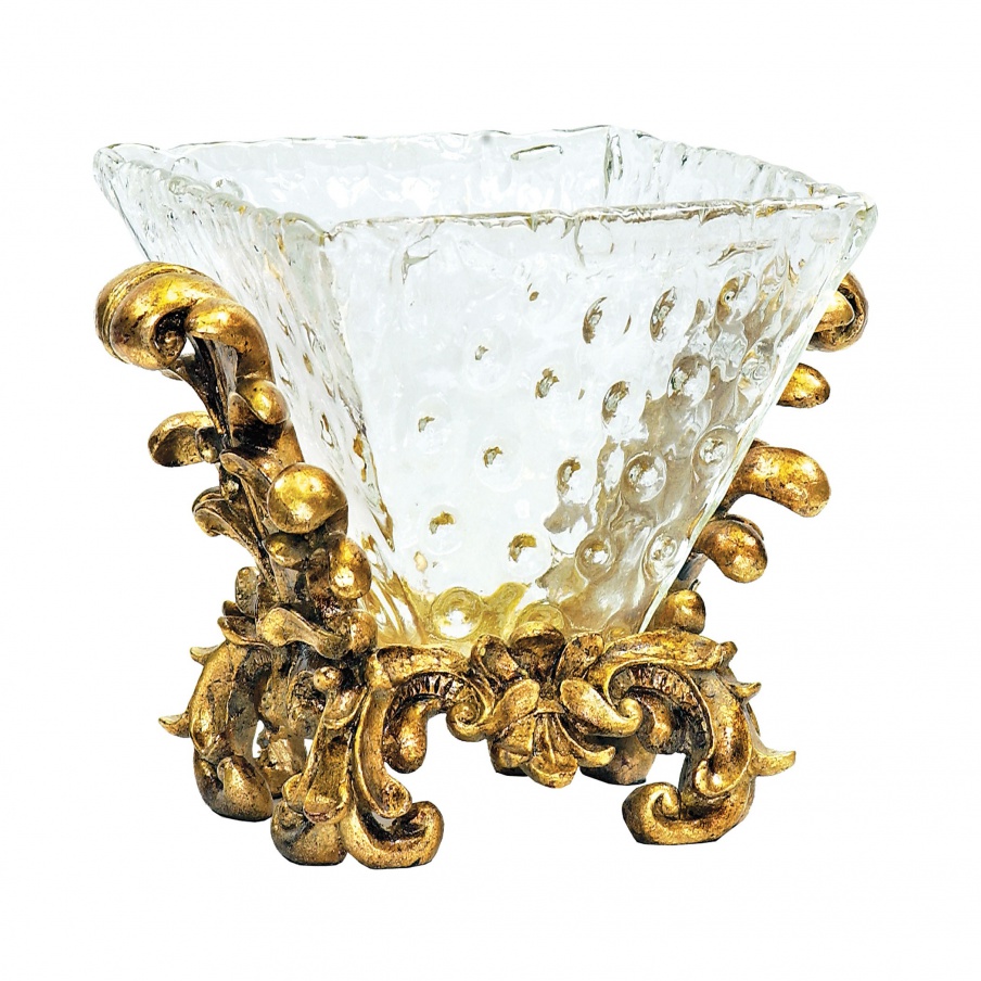 Zubehör Fanciful Knob Glass Bowl On Sterling Stand