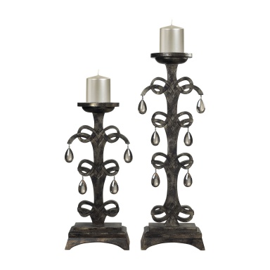Kerzenhalter Aus Teakholz Crystal Drop Candle Holders