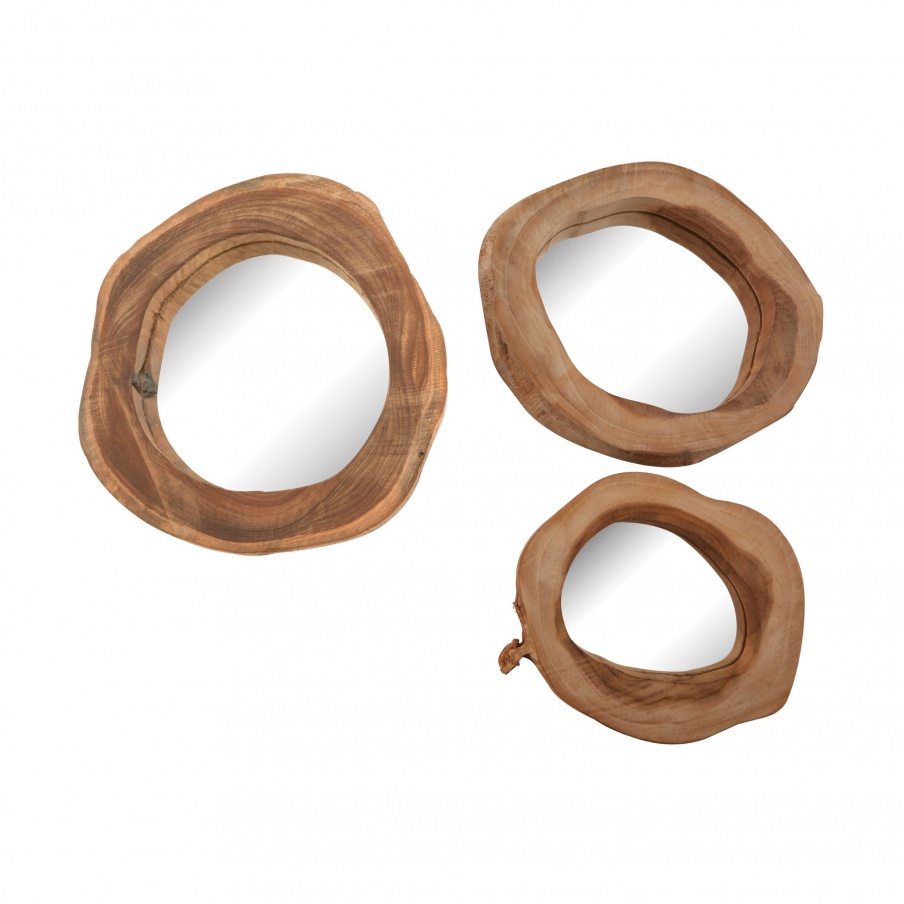 Wandhalter Teak Wood Mirror - Set Mirror of 3 Masters