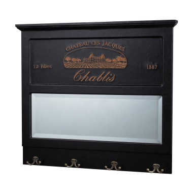 Wandhalter Cheteau Les Jacques Leather Covered Mirror And Coat Hooks