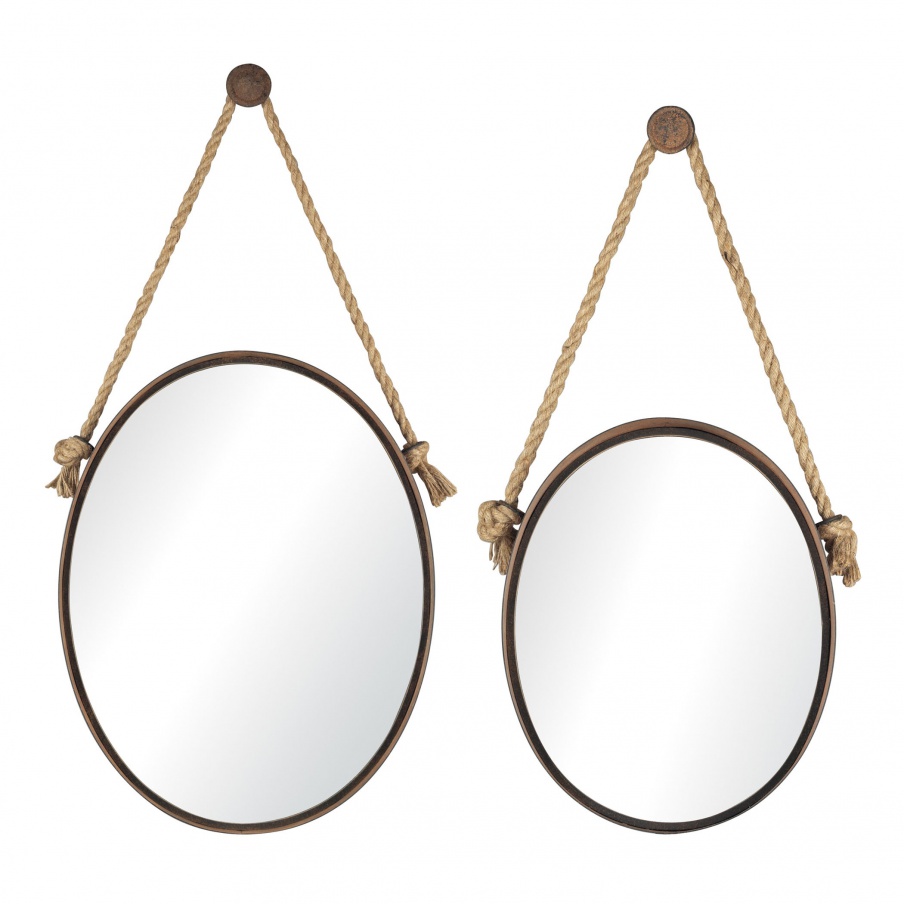 Wandhalter Oval Mirrors On Rope - Set of 2 Mirror Masters
