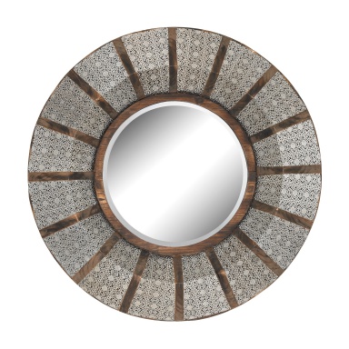 Wandhalter Pierced Metal Frame Work And Wood Mirror