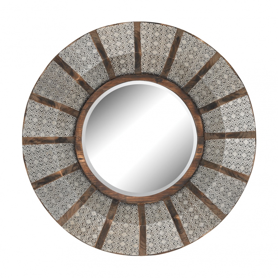 Wandhalter Pierced Metal Frame Work And Wood Mirror Mirror Masters