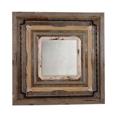 Wandhalter Aged Tin And Wood Mirror