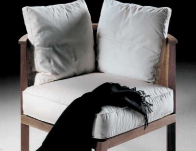 Sessel auf einem Rahmen aus Nussbaum oder Esche, Leder oder Gewebe gepolstert Rosetta, Flexform