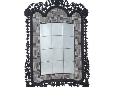 Im Freien Large Carved Incised And Bär Formte Floor Mirror Mirror Masters