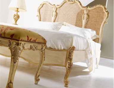 Doppelbett mit hohem geflochtenen Kopfteil Grifoni Silvano (Rattan Bett, Wicker)
